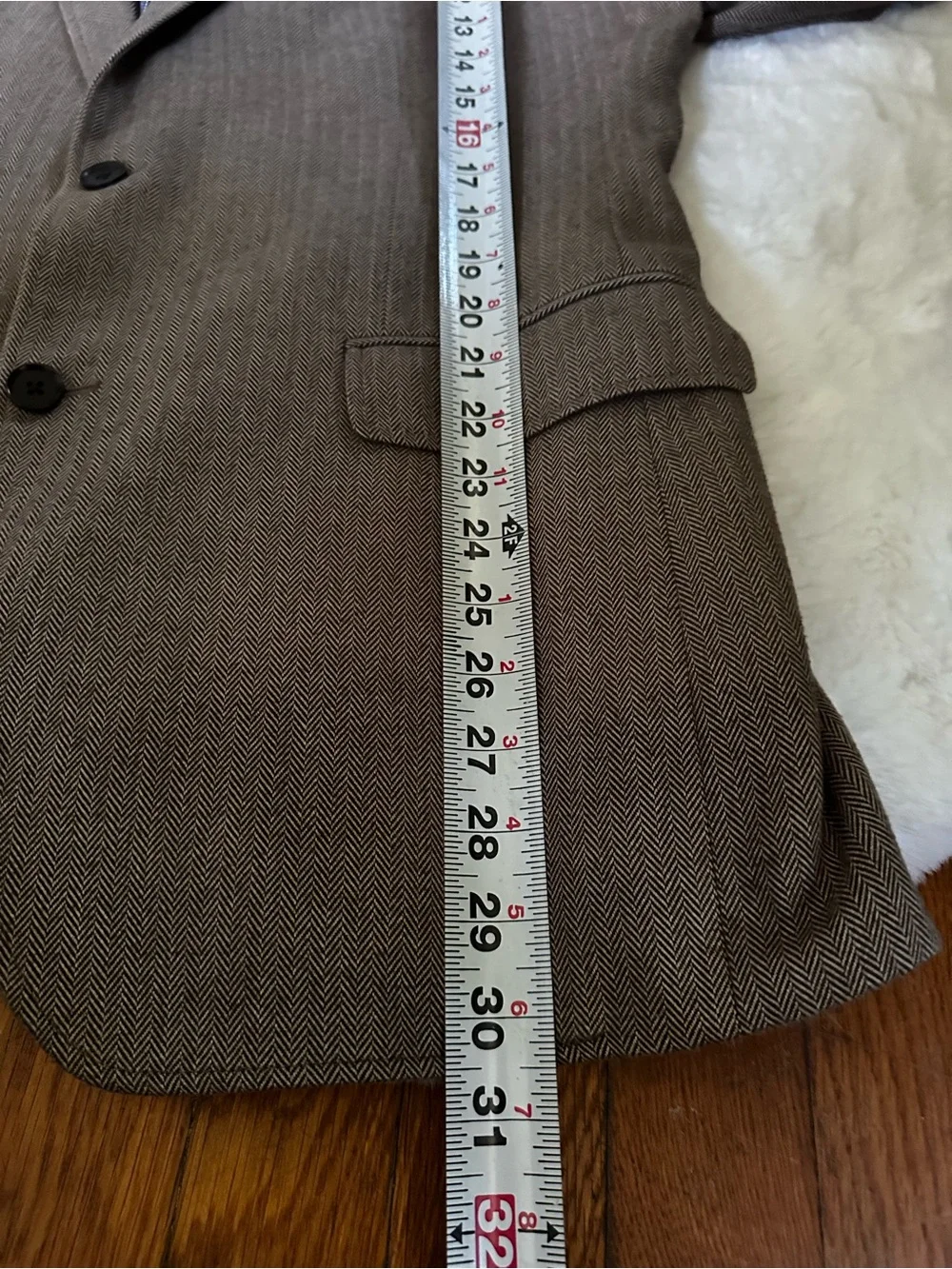 Banana Republic Herringbone tailored Light Brown Two-Button Blazer 42R Cotton